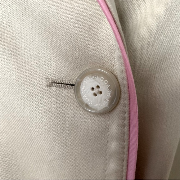 COACH Classic Double Breasted Trench Coat Beige with Pink Trim Size Large - Picture 8 of 13
